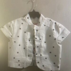 White Star-Patterned Short Sleeve Jacket